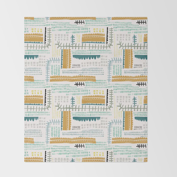 Block print geometrics Throw Blanket Gallery Image 2