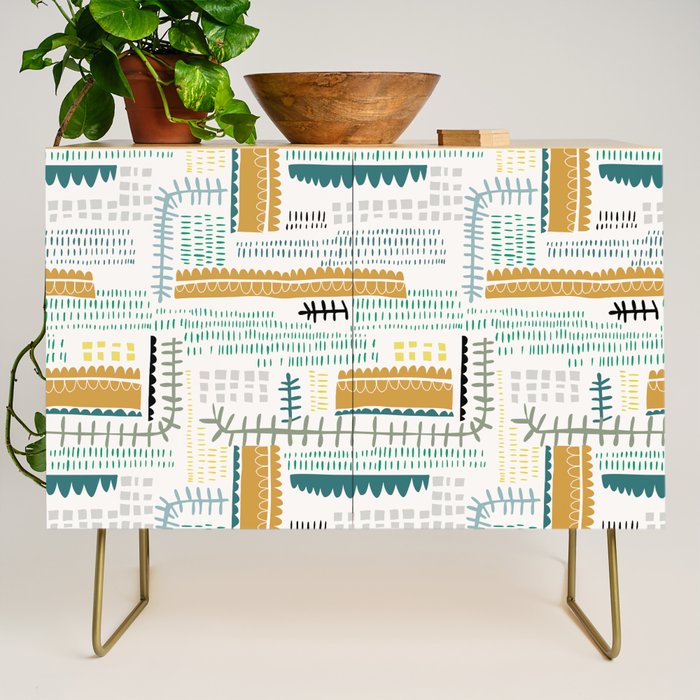 Block print geometrics Credenza Gallery Image 1