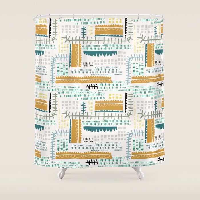 Block print geometrics Shower Curtain Gallery Image 1
