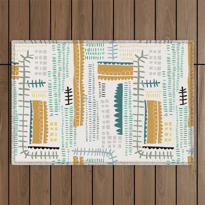 Block print geometrics Outdoor Rug Gallery Image 1