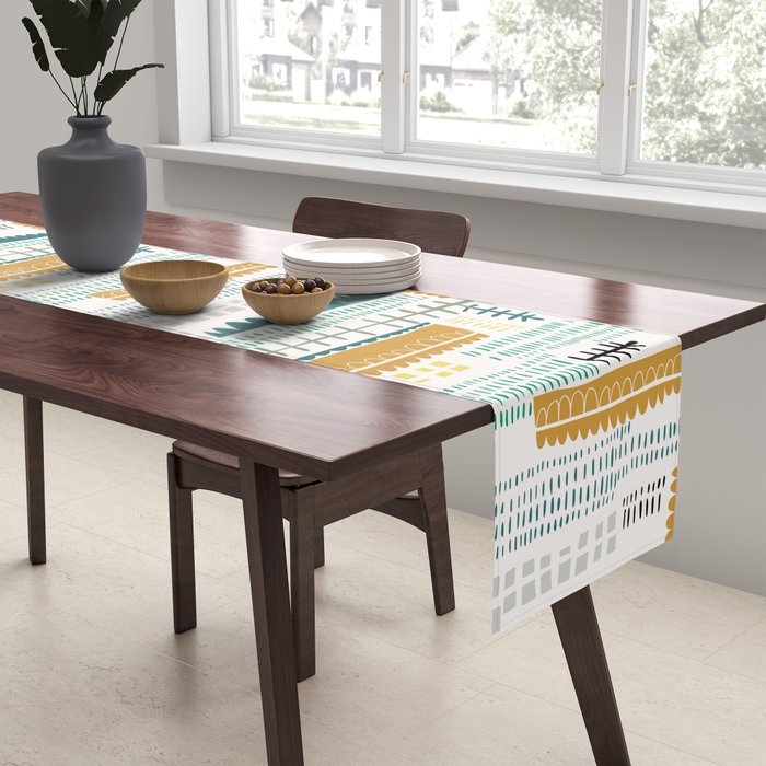 Block print geometrics Table Runner Gallery Image 2