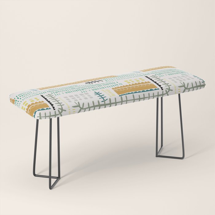 Block print geometrics Bench Gallery Image 1