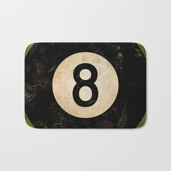 Billiards Ball pool ball number 8 ball eight numeral game room man cave art Bath Mat Gallery Image 1