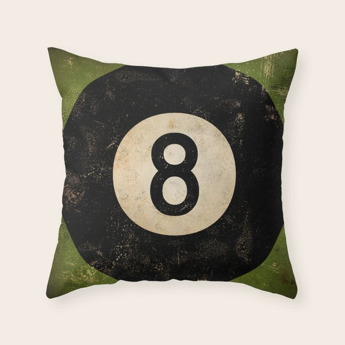 Billiards Ball pool ball number 8 ball eight numeral game room man cave art Throw Pillow Gallery Image 6