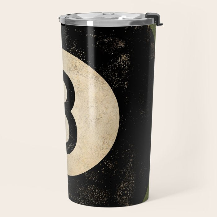 Billiards Ball pool ball number 8 ball eight numeral game room man cave art Travel Mug Gallery Image 2