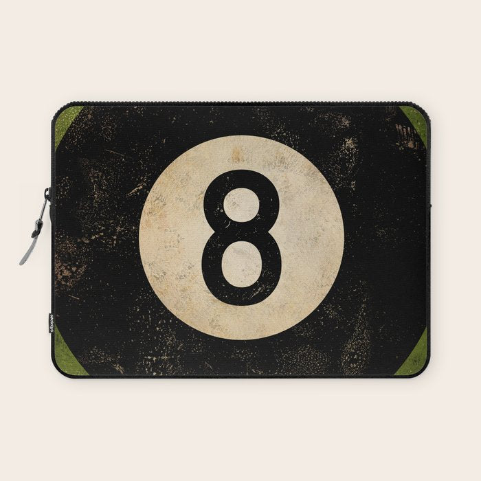 Billiards Ball pool ball number 8 ball eight numeral game room man cave art Laptop Sleeve Gallery Image 1