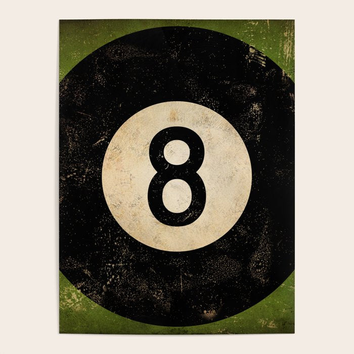 Billiards Ball pool ball number 8 ball eight numeral game room man cave art Poster Gallery Image 4