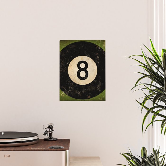 Billiards Ball pool ball number 8 ball eight numeral game room man cave art Poster Gallery Image 2