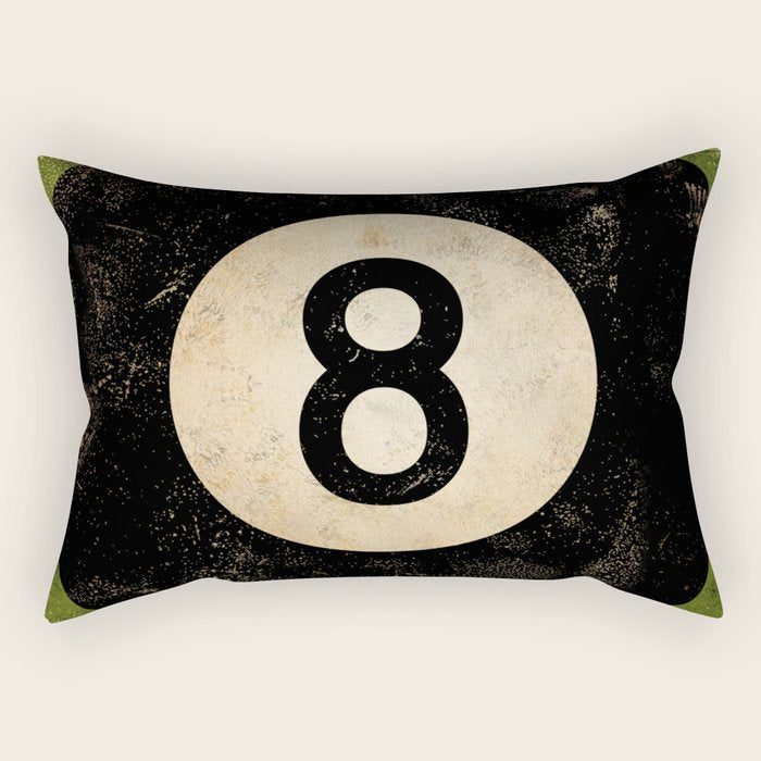 Billiards Ball pool ball number 8 ball eight numeral game room man cave art Rectangular Pillow Gallery Image 2
