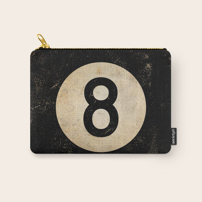 Billiards Ball pool ball number 8 ball eight numeral game room man cave art Carry All Pouch Gallery Image 1