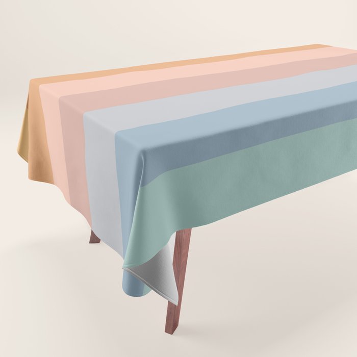 Pastel Retro Rainbow Stripes  Tablecloth Gallery Image 1