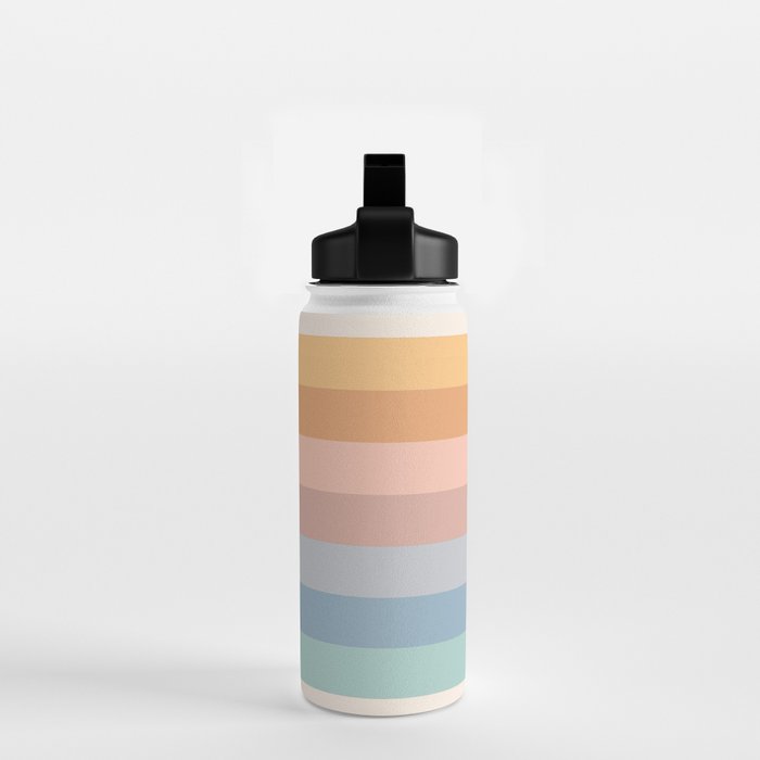 Pastel Retro Rainbow Stripes  Water Bottle Gallery Image 2
