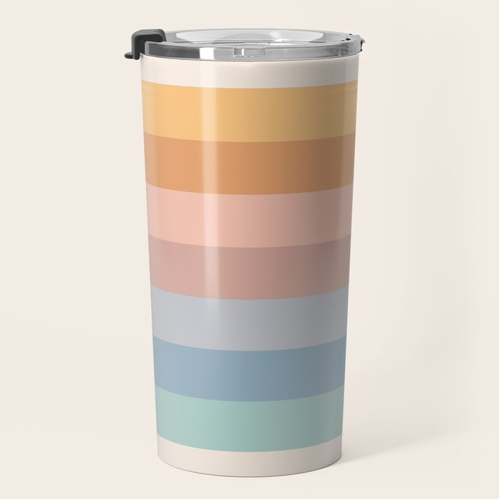 Pastel Retro Rainbow Stripes  Travel Mug Gallery Image 3
