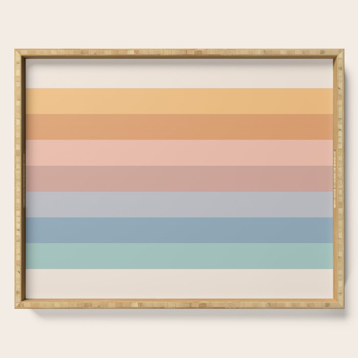Pastel Retro Rainbow Stripes  Serving Tray Gallery Image 1