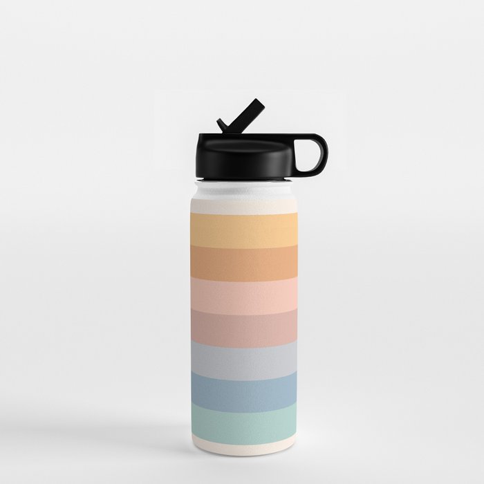 Pastel Retro Rainbow Stripes  Water Bottle Gallery Image 1