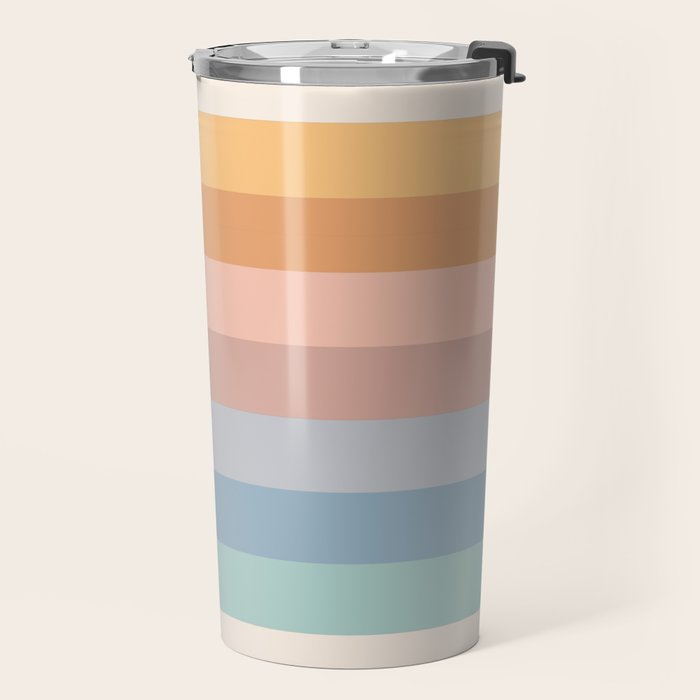 Pastel Retro Rainbow Stripes  Travel Mug Gallery Image 2