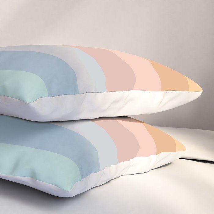 Pastel Retro Rainbow Stripes  Pillow Sham Gallery Image 3