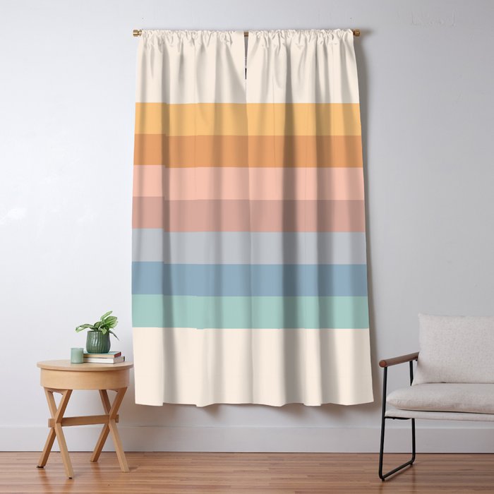 Pastel Retro Rainbow Stripes  Window Curtain Gallery Image 5