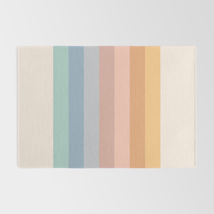 Pastel Retro Rainbow Stripes  Rug Gallery Image 2