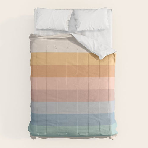 Pastel Retro Rainbow Stripes  Comforter Gallery Image 6