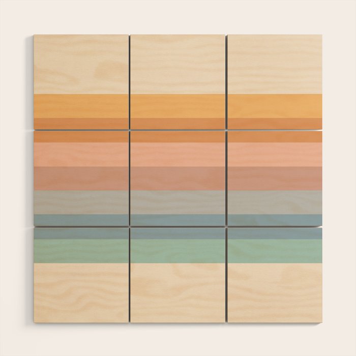 Pastel Retro Rainbow Stripes  Wood Wall Art Gallery Image 1