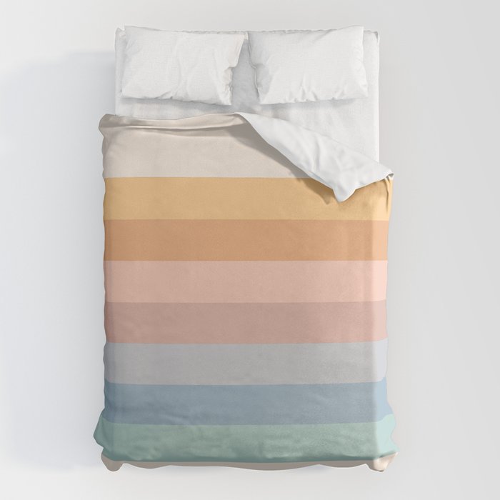 Pastel Retro Rainbow Stripes  Duvet Cover Gallery Image 6