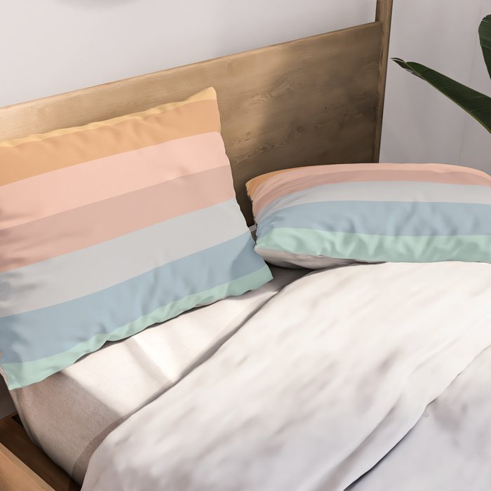 Pastel Retro Rainbow Stripes  Pillow Sham Gallery Image 2
