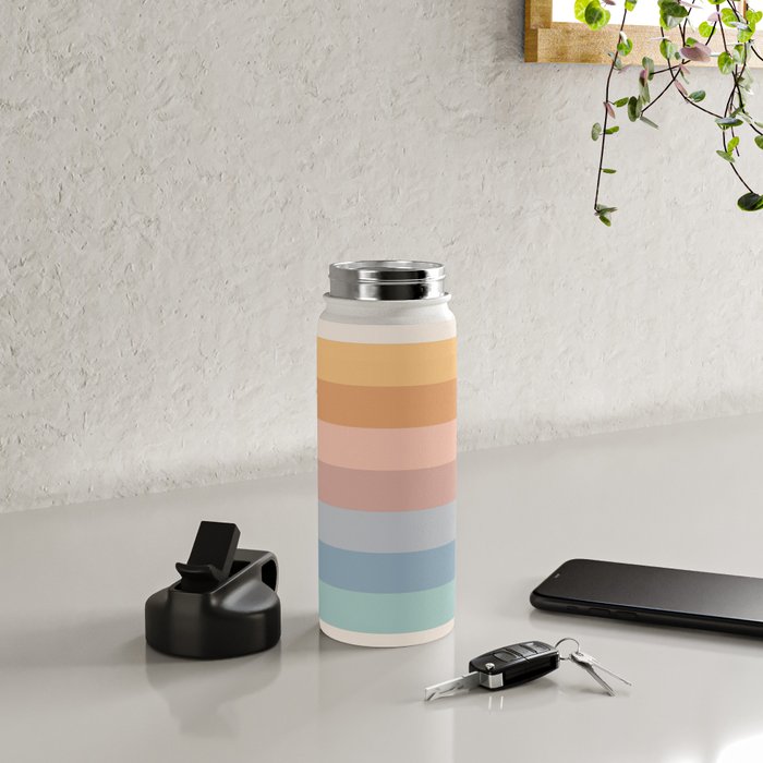 Pastel Retro Rainbow Stripes  Water Bottle Gallery Image 4