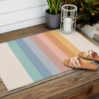 Pastel Retro Rainbow Stripes  Outdoor Rug Gallery Image 2