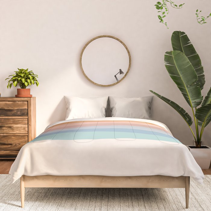 Pastel Retro Rainbow Stripes  Comforter Gallery Image 3