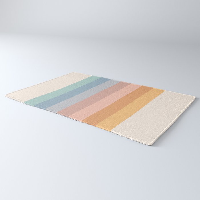 Pastel Retro Rainbow Stripes  Rug Gallery Image 3