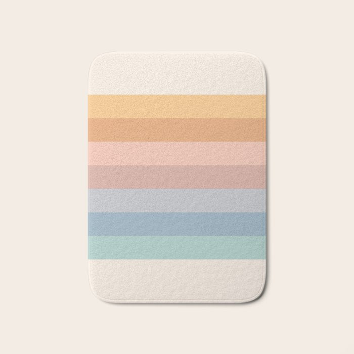 Pastel Retro Rainbow Stripes  Bath Mat Gallery Image 1