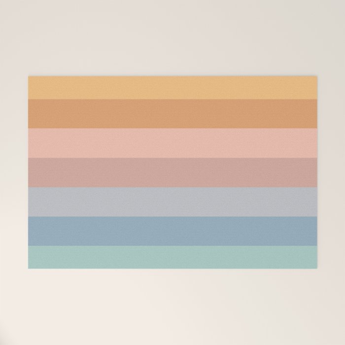 Pastel Retro Rainbow Stripes  Welcome Mat Gallery Image 1