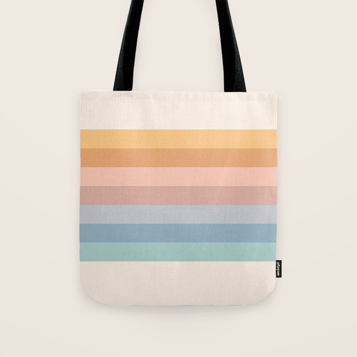 Pastel Retro Rainbow Stripes  Tote Bag Gallery Image 1