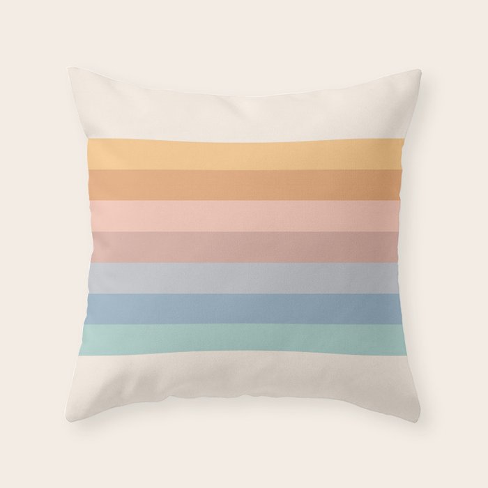 Pastel Retro Rainbow Stripes  Throw Pillow Gallery Image 6