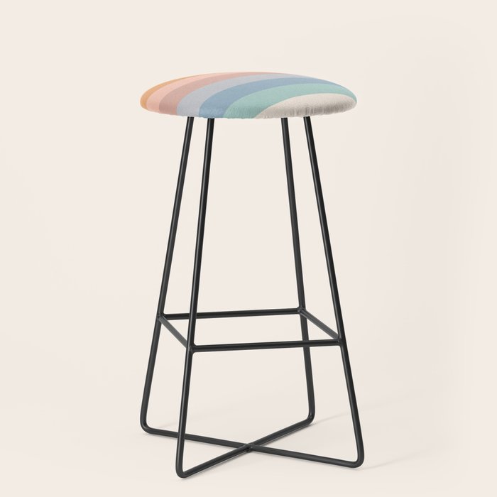 Pastel Retro Rainbow Stripes  Stool Gallery Image 1