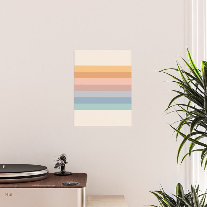 Pastel Retro Rainbow Stripes  Poster Gallery Image 2