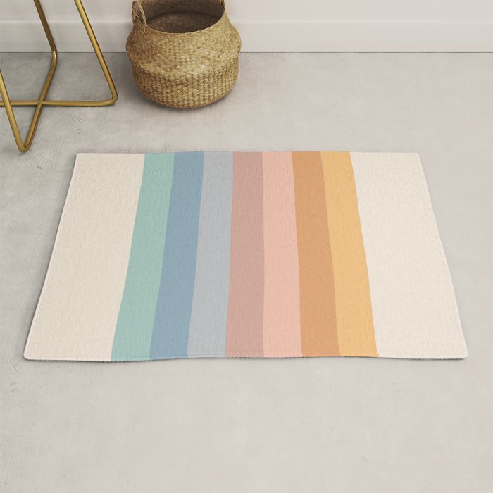 Pastel Retro Rainbow Stripes  Rug Gallery Image 1