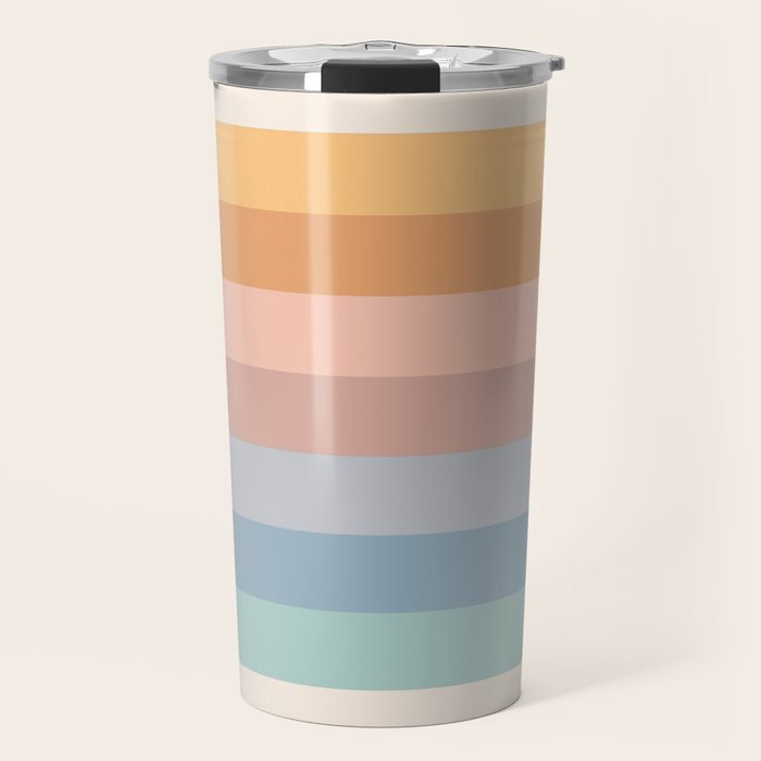 Pastel Retro Rainbow Stripes  Travel Mug Gallery Image 1