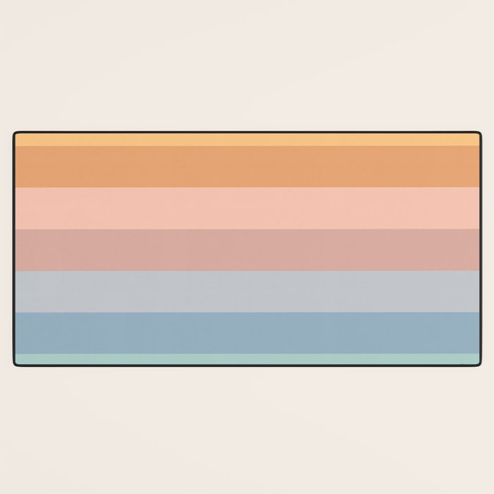 Pastel Retro Rainbow Stripes  Desk Mat Gallery Image 3