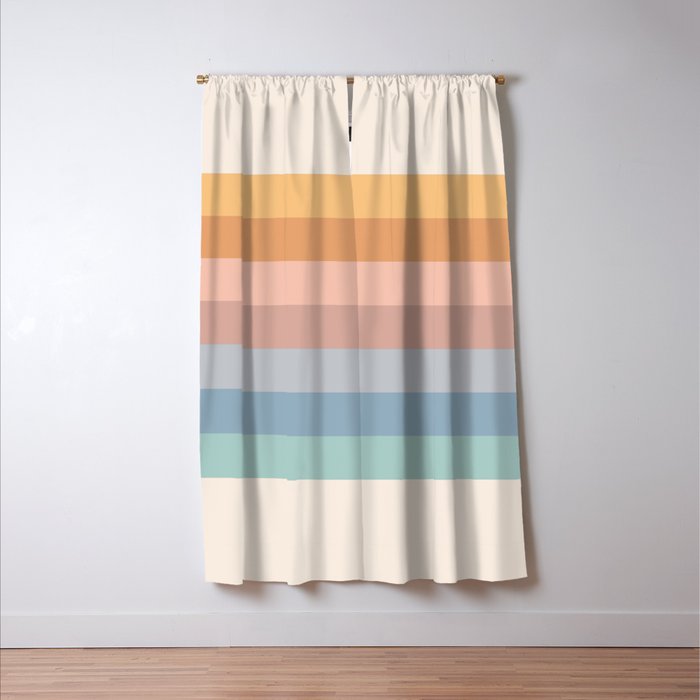 Pastel Retro Rainbow Stripes  Window Curtain Gallery Image 3