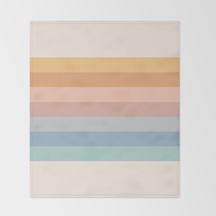 Pastel Retro Rainbow Stripes  Throw Blanket Gallery Image 2