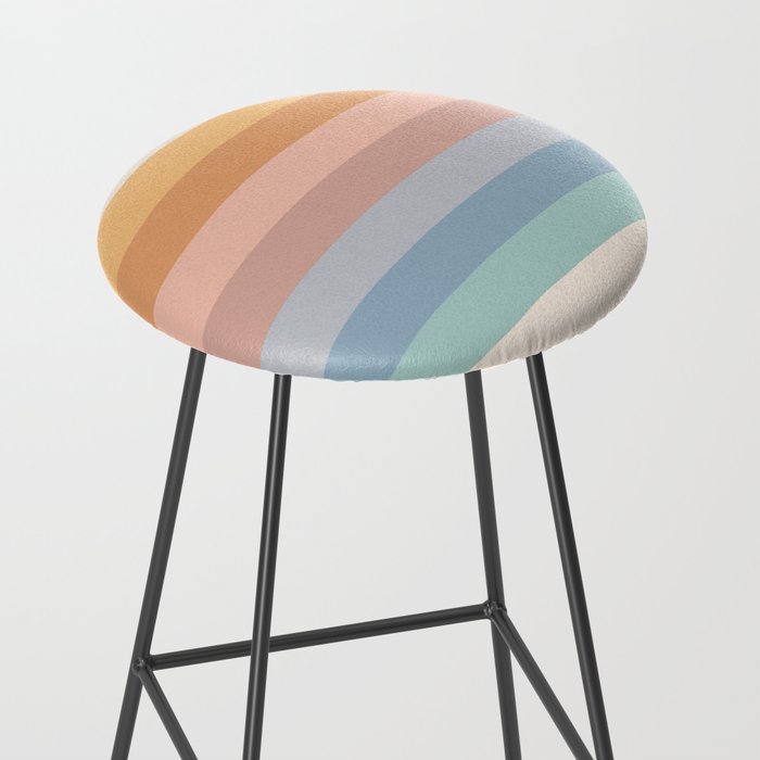 Pastel Retro Rainbow Stripes  Stool Gallery Image 2