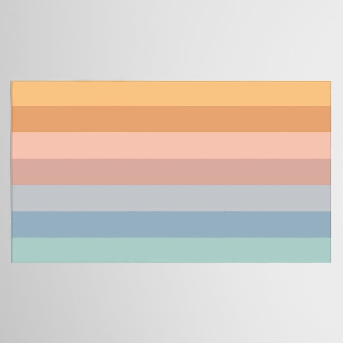 Pastel Retro Rainbow Stripes  Tablecloth Gallery Image 2
