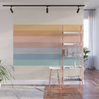 Pastel Retro Rainbow Stripes  Wall Mural Gallery Image 1