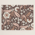 Winter Floral Vintage Pattern Warm Brown and Blush Botanical Design Jigsaw Puzzle Gallery Image 1