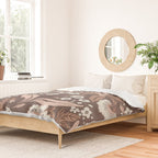 Winter Floral Vintage Pattern Warm Brown and Blush Botanical Design Duvet Cover Gallery Image 2