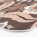 Winter Floral Vintage Pattern Warm Brown and Blush Botanical Design Bath Mat Gallery Image 3
