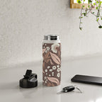 Winter Floral Vintage Pattern Warm Brown and Blush Botanical Design Water Bottle Gallery Image 4