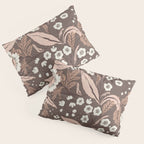 Winter Floral Vintage Pattern Warm Brown and Blush Botanical Design Pillow Sham Gallery Image 3